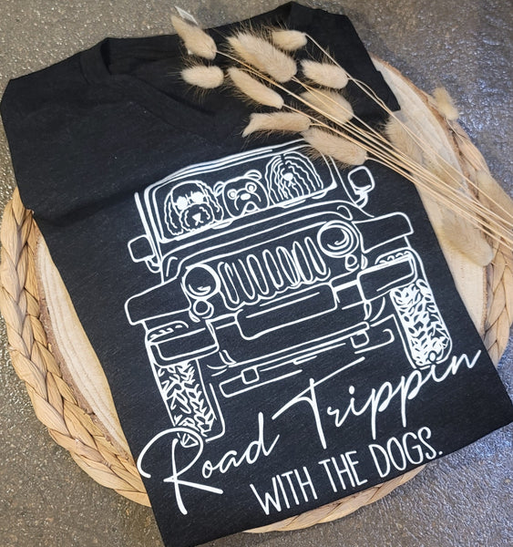 Road Trippin with Dogs JEEP T Shirt