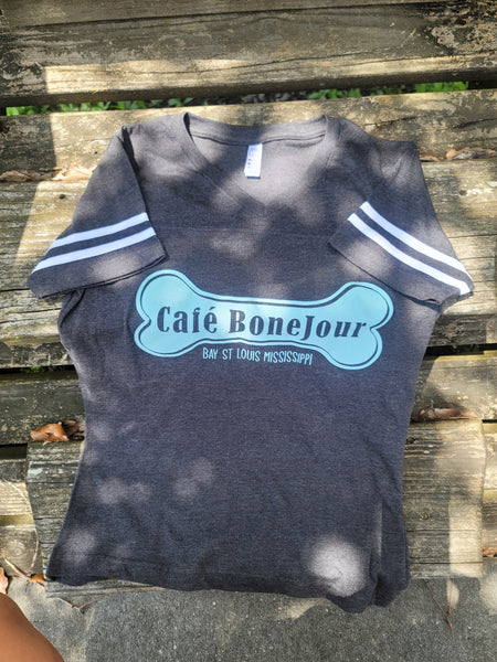 Cafe BoneJour Ladies Football Tee