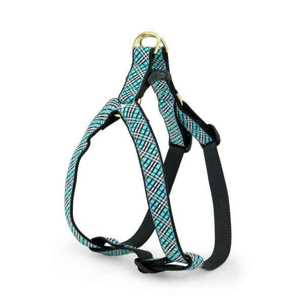 Aqua Plaid DOG HARNESS