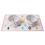 White Chewy Vuiton Dog Bowls