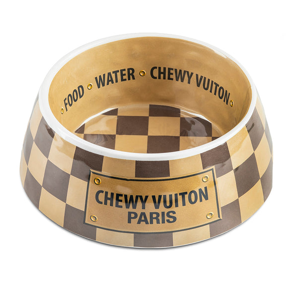 Checker Chewy Vuiton Dog Bowls