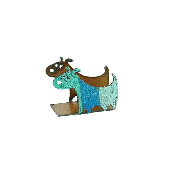 Rustic Painted Dog Business card Holder