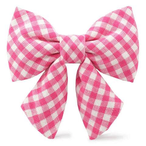 PINK GINGHAM LADY DOG BOW