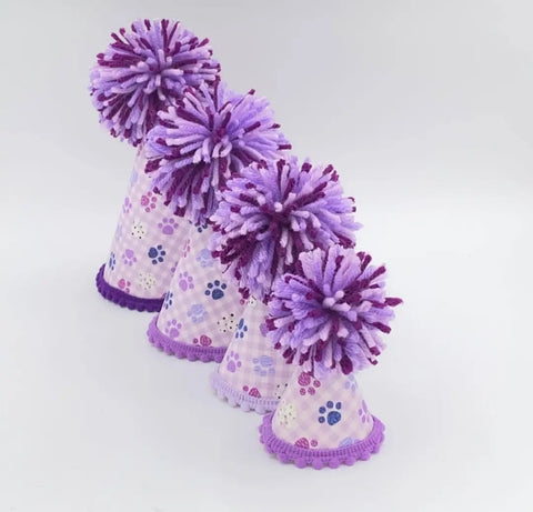 Purple Paw Party Hat