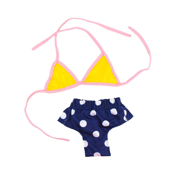 Yellow Blue Polka Dot Bikini