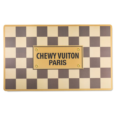 Checker Chewy Vuiton Dog Bowls