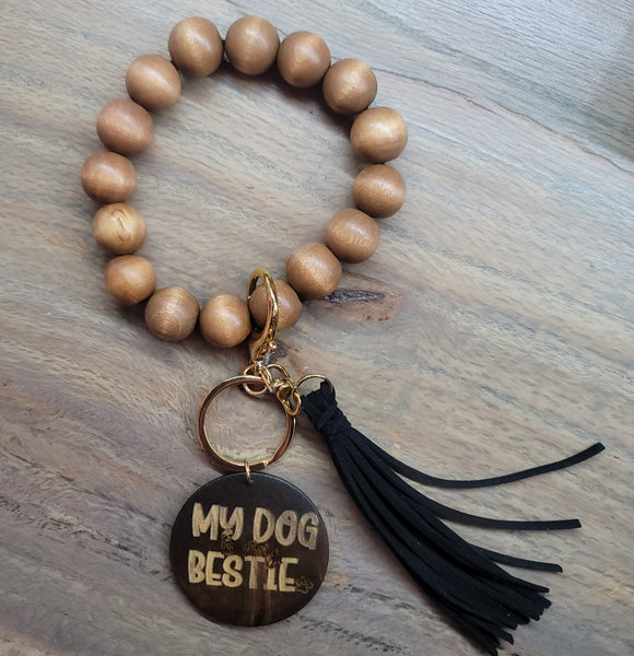 My Dog is My Bestie Wood Key Chain wristlet