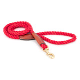 Red Cotton Rope & Leather Leash