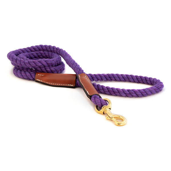 Purple Cotton Rope & Leather Leash