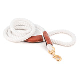 White Cotton Rope & Leather Leash