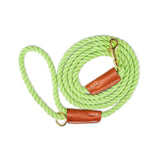 Lime Cotton Rope & Leather Leash