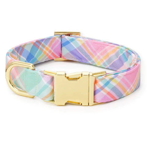 BLOOMING PLAID DOG COLLAR
