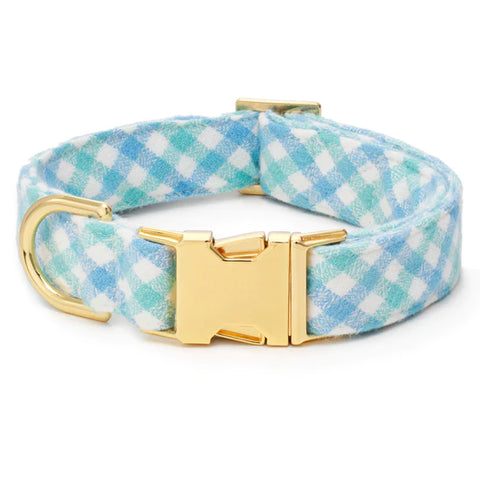CORNFLOWER GINGHAM DOG COLLAR