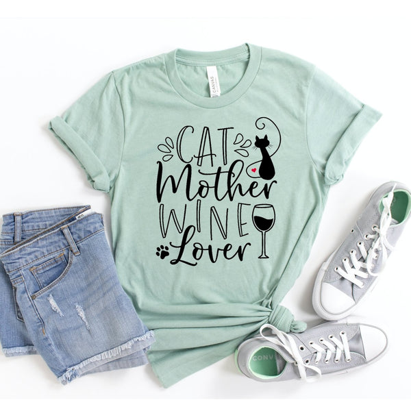 Cat Mother Wine Lover T Shirt