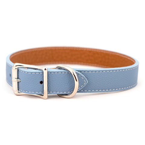 Italian Leather Collar- Light Blue