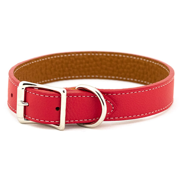Italian Leather Collar- Red