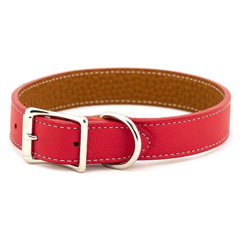 Italian Leather Collar- Red